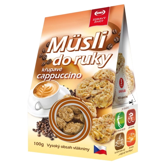 Ovesný celozrnný Snack - müsli do ruky capuccino