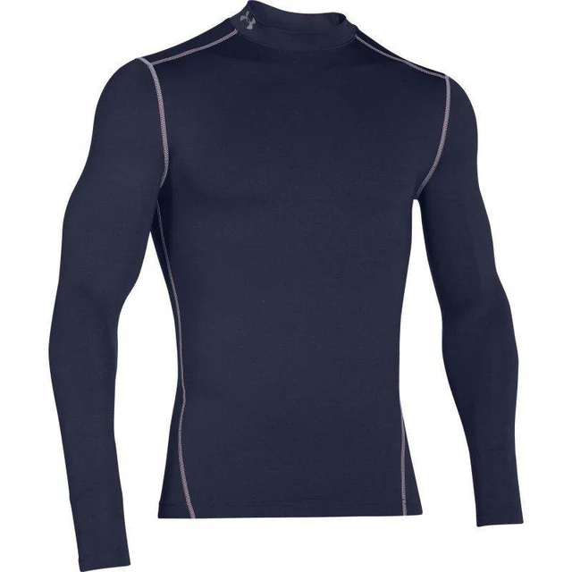 Men’s Compression T-Shirt Under Amour ColdGear Mock - Carbon Heather - Midnight Navy