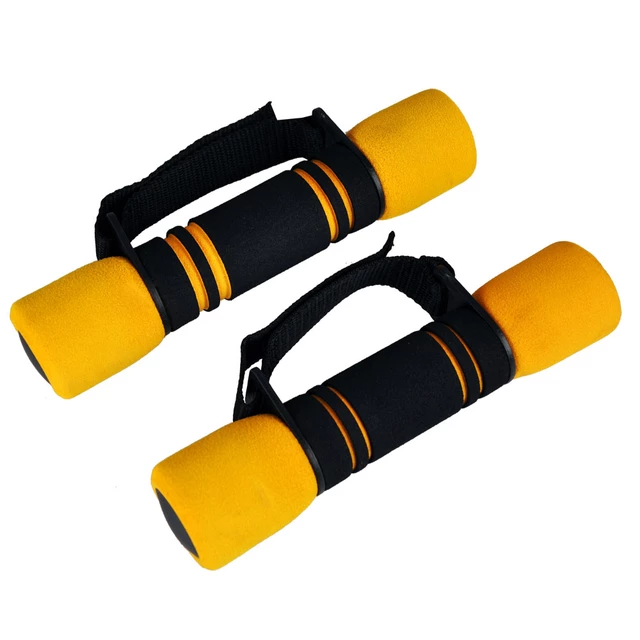 2x1 kg inSPORTline foam dumbbells with strap - Grey - Yellow