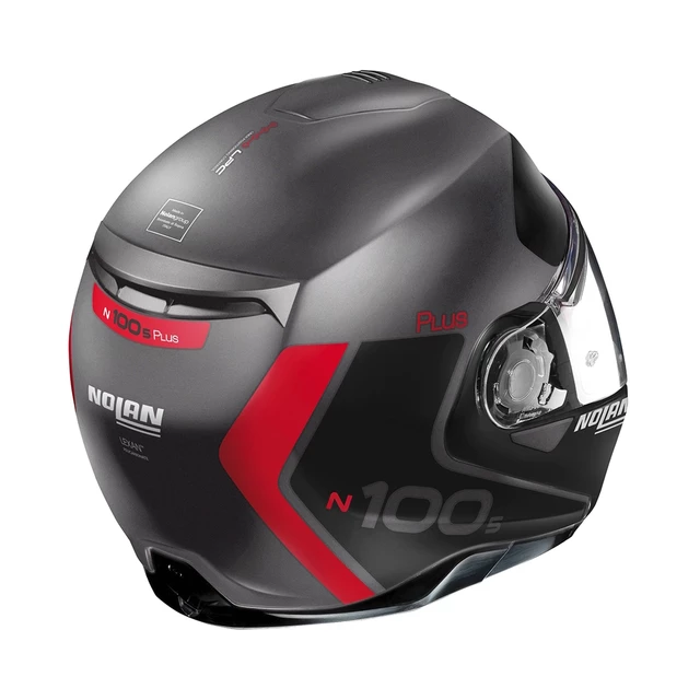 Moto prilba Nolan N100-5 Plus Distinctive N-Com P/J - Glossy Black-Red