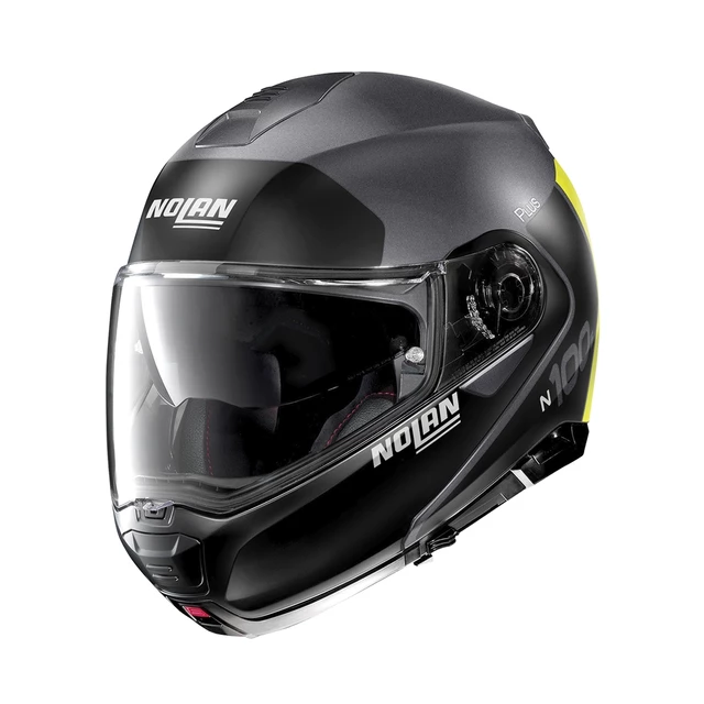Motorcycle Helmet Nolan N100-5 Plus Distinctive N-Com P/J - Flat Lava Grey-Yellow