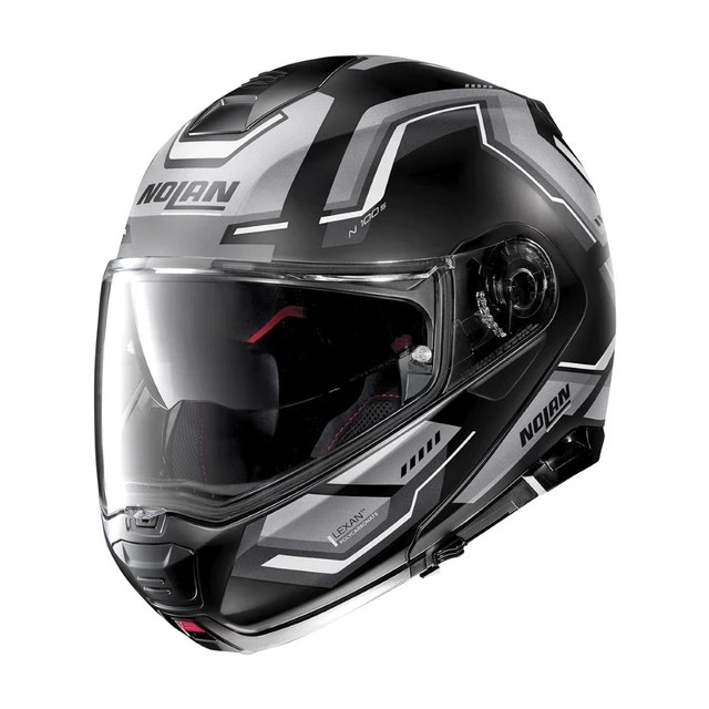 Motorcycle Helmet Nolan N100-5 Upwind N-Com P/J - Glossy Black-Red - Flat Black