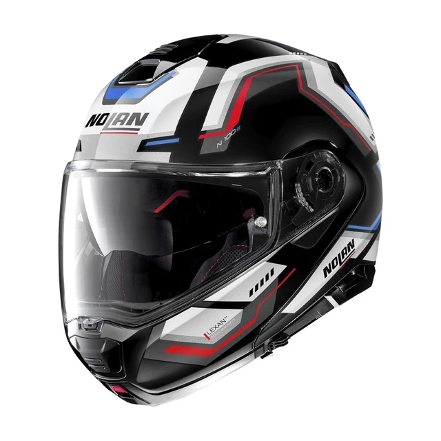 Motorcycle Helmet Nolan N100-5 Upwind N-Com P/J - Flat Black - Glossy Black-Blue-Red