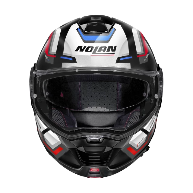 Moto helma Nolan N100-5 Upwind N-Com P/J - Glossy Black-Red