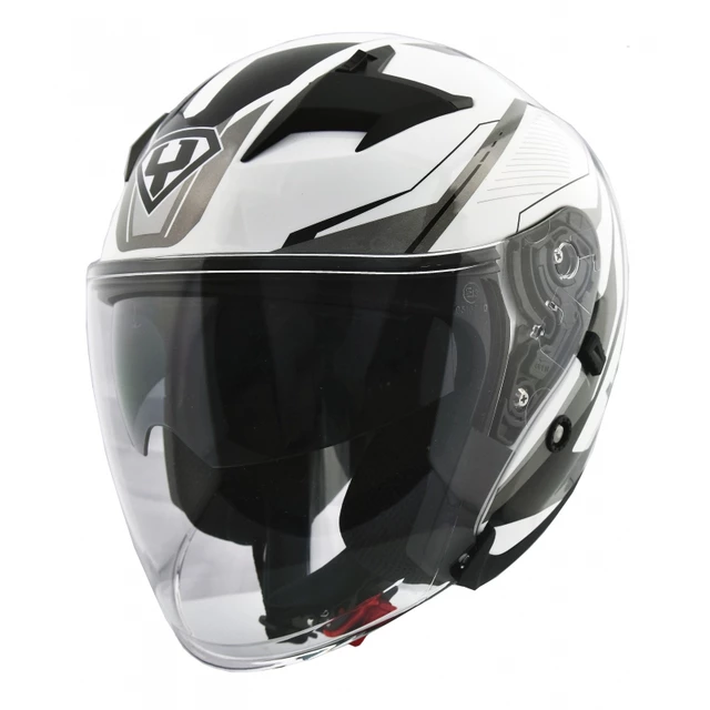 Moto helma Yohe 878-1M Graphic - růžová, XL (61-62) - bílá