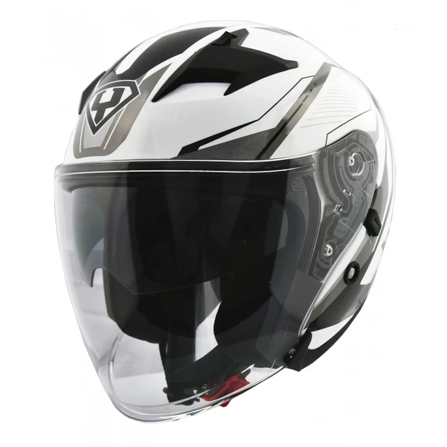 Moto helma Yohe 878-1M Graphic - růžová, XS (53-54) - bílá