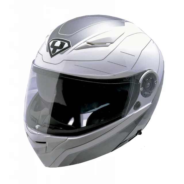 Výklopná moto prilba Yohe 950-16 - White-Grey - White-Grey