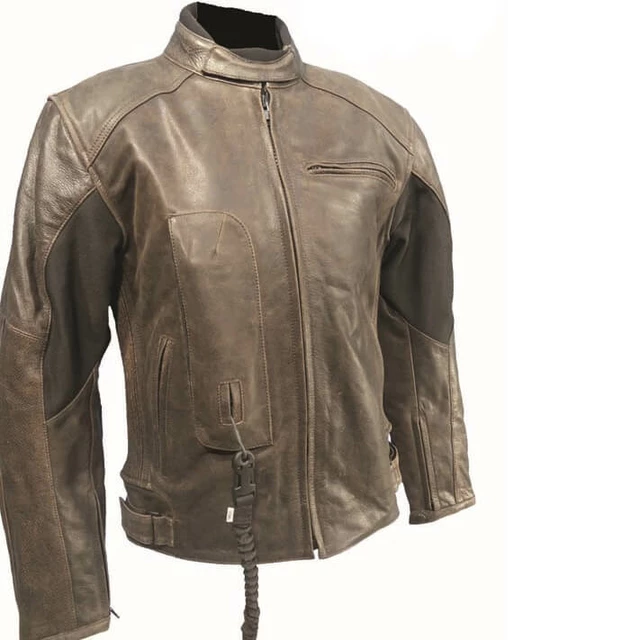 Leather Airbag Jacket Helite Roadster Vintage Brown - M - Brown