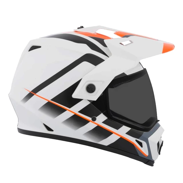 Motocross Helmet BELL MX-9 Adventure - Barricade White - Raid Orange/White