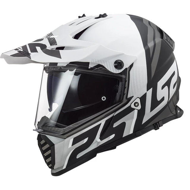 LS2 MX436 Pioneer Evo Motorradhelm - Router Matt Black H-V Yellow - Evolve Matt White Black