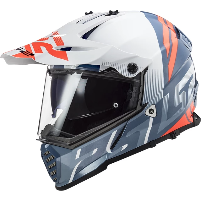 Motorcycle Helmet LS2 MX436 Pioneer Evo - Cobra Matt Black Blue - Evolve White Cobalt