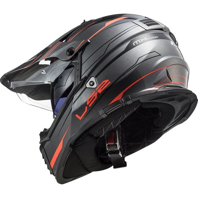 Motorcycle Helmet LS2 MX436 Pioneer Evo - Knight Titanium Orange