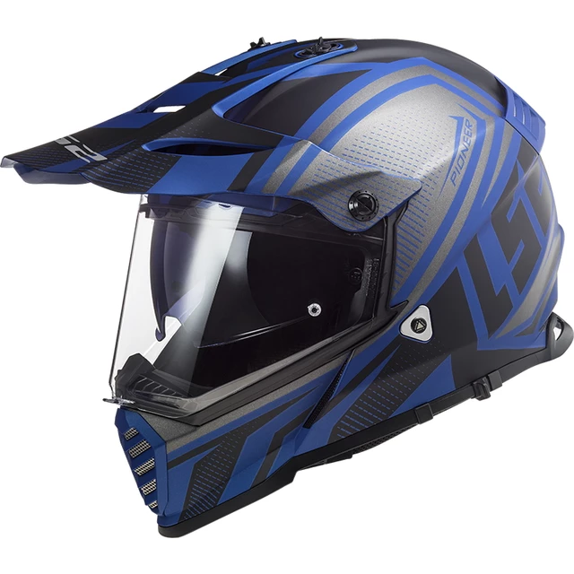 Motorcycle Helmet LS2 MX436 Pioneer Evo - Cobra Matt Black Blue - Master Matt Black Blue