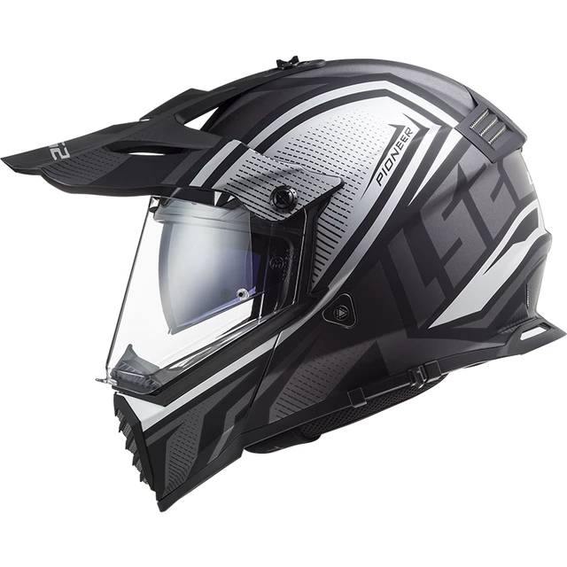 Motorcycle Helmet LS2 MX436 Pioneer Evo - Knight Titanium Orange