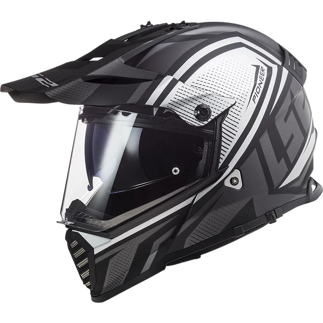 Motorcycle Helmet LS2 MX436 Pioneer Evo - Evolve White Cobalt - Master Matt Titanium