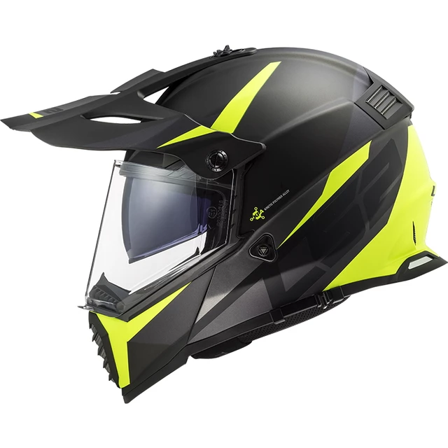 LS2 MX436 Pioneer Evo Motorradhelm - Router Matt Black H-V Yellow