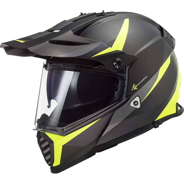 Motorcycle Helmet LS2 MX436 Pioneer Evo - S(55-56) - Router Matt Black H-V Yellow