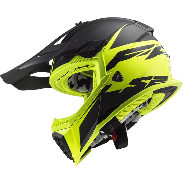 Moto přilba LS2 MX437 Fast Evo Roar - Matt Black H-V Yellow