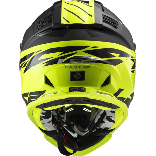 Moto prilba LS2 MX437 Fast Evo Roar - Matt Black H-V Yellow