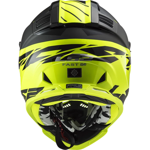 Motorcycle Helmet LS2 MX437 Fast Evo Roar - Matt Black H-V Yellow