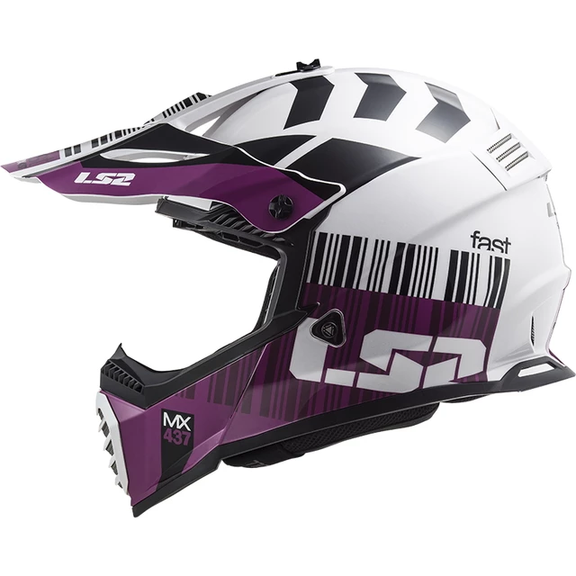 Motorcycle Helmet LS2 MX437 Fast Evo XCode - Gloss White Violet