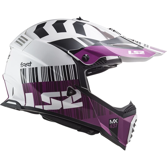 Motorradhelm LS2 MX437 Fast Evo XCode - Glänzendes Weißviolett