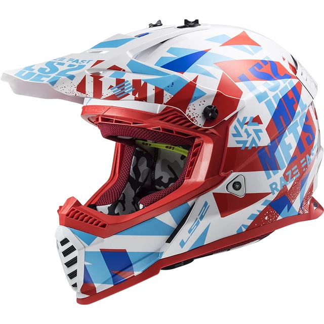Junior Moto Helm LS2 MX437J Fast Evo Mini Funky - Flippiges Rot-Weiß - Flippiges Rot-Weiß