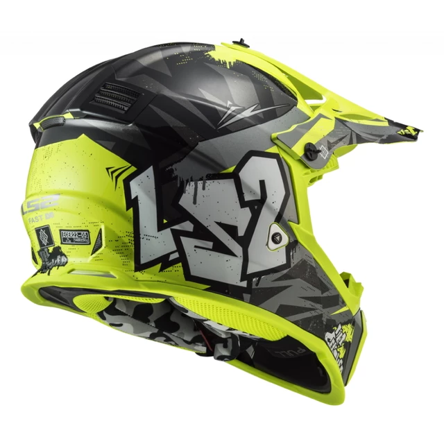 Juniorská moto prilba LS2 MX437J Fast Evo Mini Crusher - Black Yellow