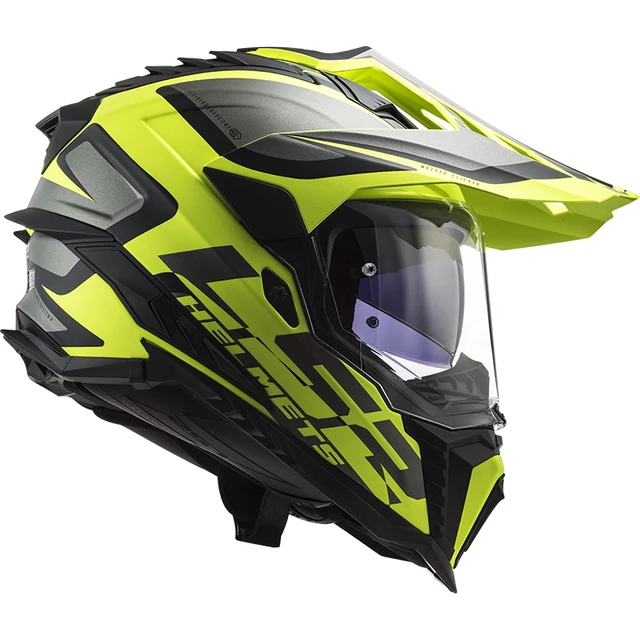 Enduro Helmet LS2 MX701 Explorer Alter - Matt Black H-V Yellow