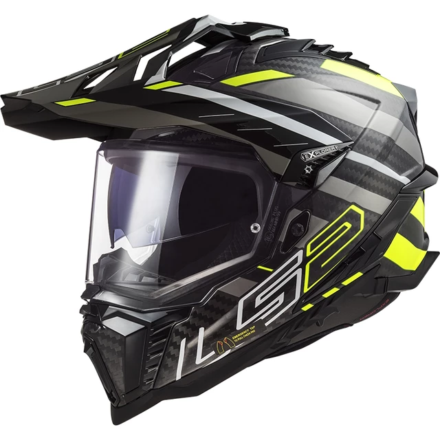 Enduro Helmet LS2 MX701 Explorer C Edge Gloss Black H-V Yellow