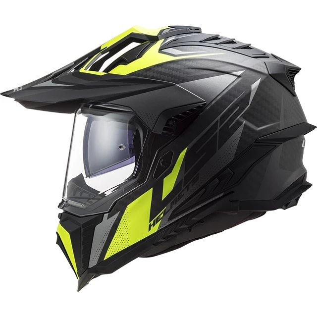 Enduro Helmet LS2 MX701 Explorer C Focus - Matt Titanium H-V Yellow