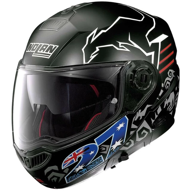 Moto helma Nolan N104 Absolute Iconic Replica N-Com C. Stoner Flat Black - černá s grafikou - černá s grafikou