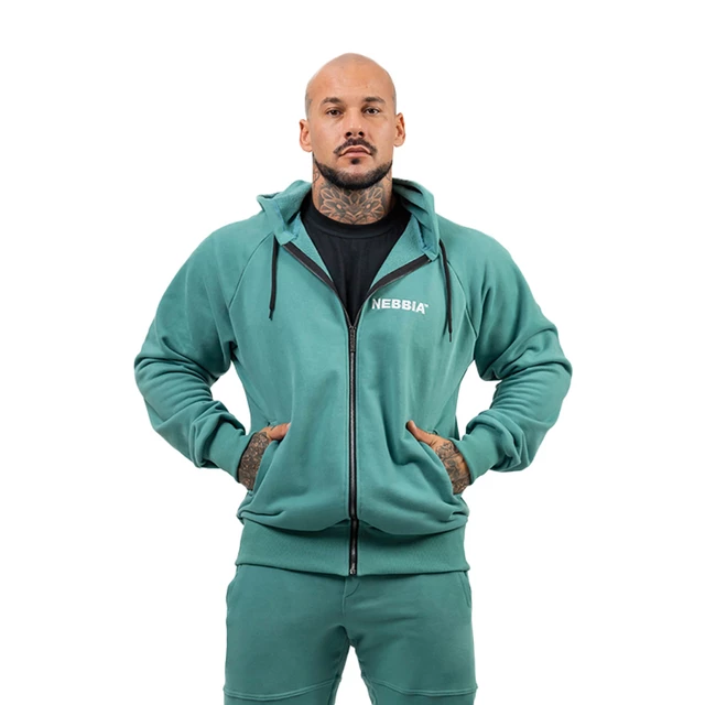 Dlhá mikina na zips Nebbia Beyond Ordinary 707 - Black - Green