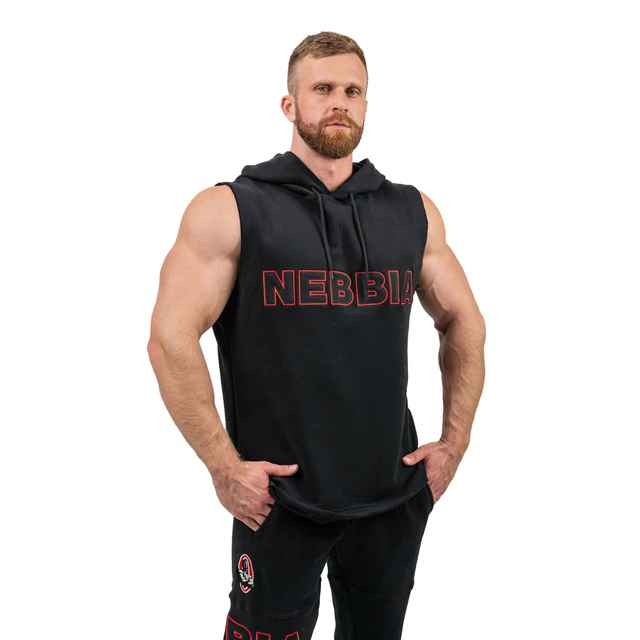 Bluza bez rękawów z kapturem Nebbia Iron Beast 710 - Czarny - Czarny