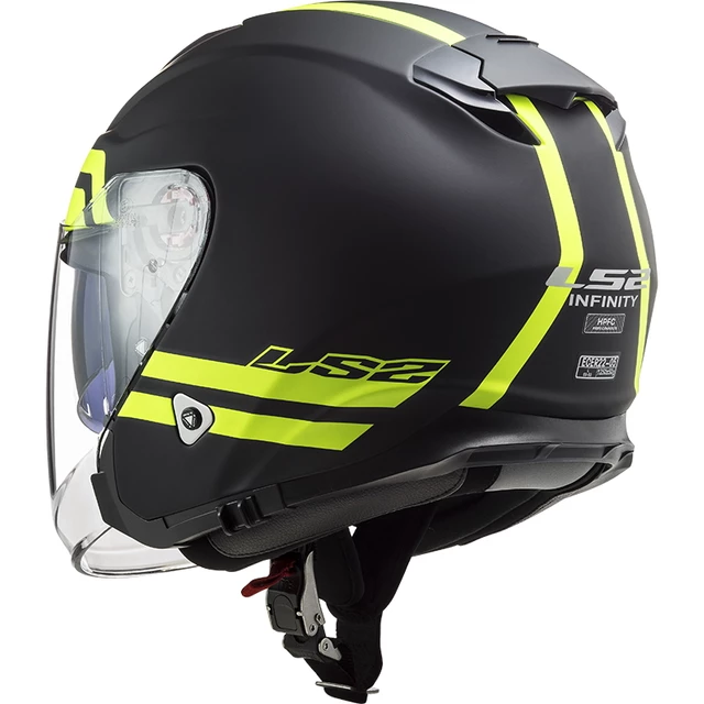 Open Face Motorcycle Helmet LS2 OF521 Infinity Hyper - Matt Titanium H-V Yellow