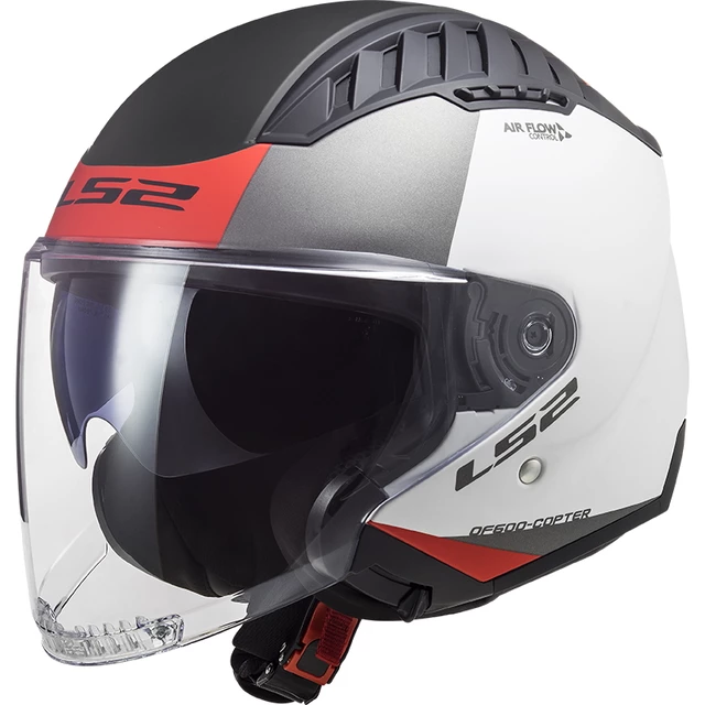Motorcycle Helmet LS2 OF600 Copter Urbane - Matt White Red - Matt White Red