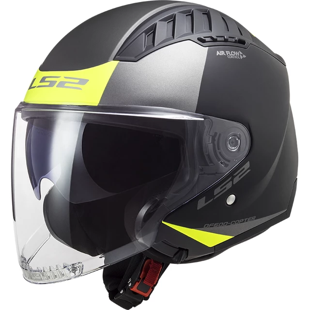 Moto prilba LS2 OF600 Copter Urbane - Matt Black H-V Yellow - Matt Black H-V Yellow