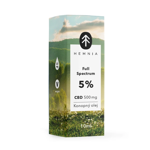 Konopný olej Hemnia Full Spectrum CBD 5%, 500 mg, 10 ml