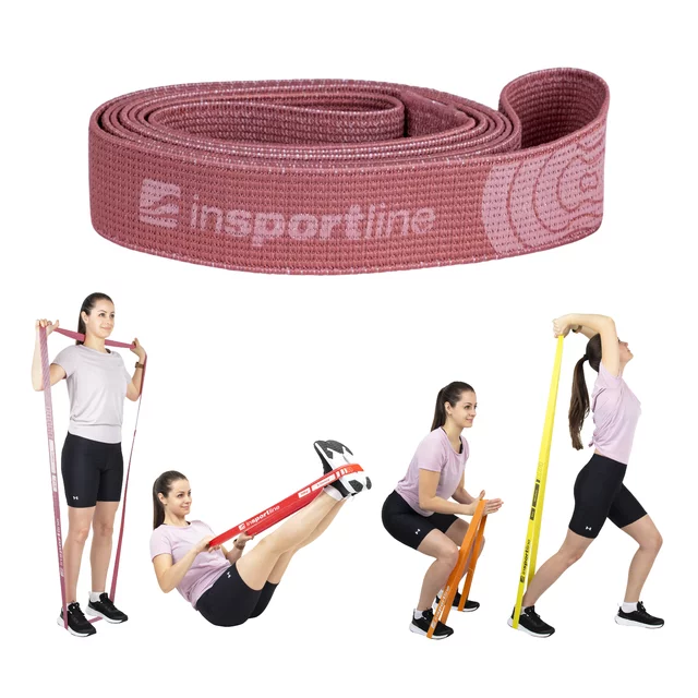 Posilovací guma inSPORTline Rand Strong 208x3,3 cm / 8 kg - oranžová - višňové brownies
