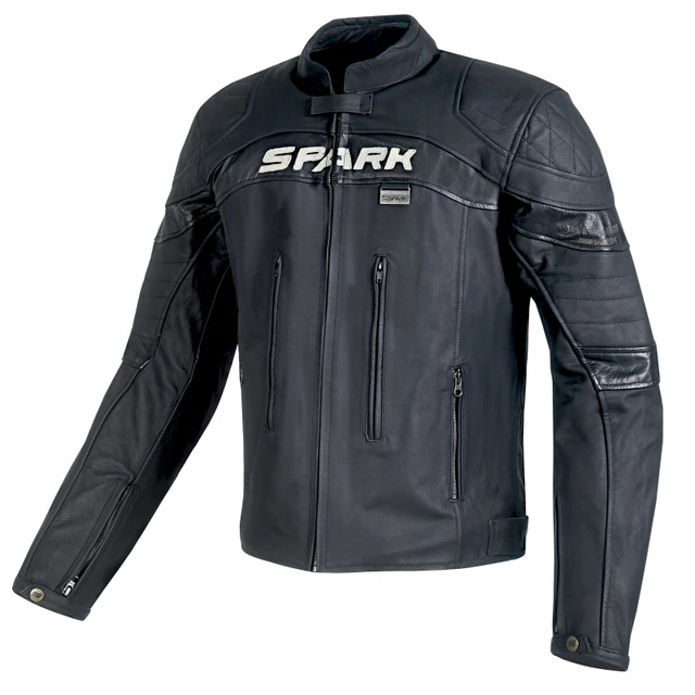 Men’s Leather Moto Jacket SPARK Dark - 8XL - Black