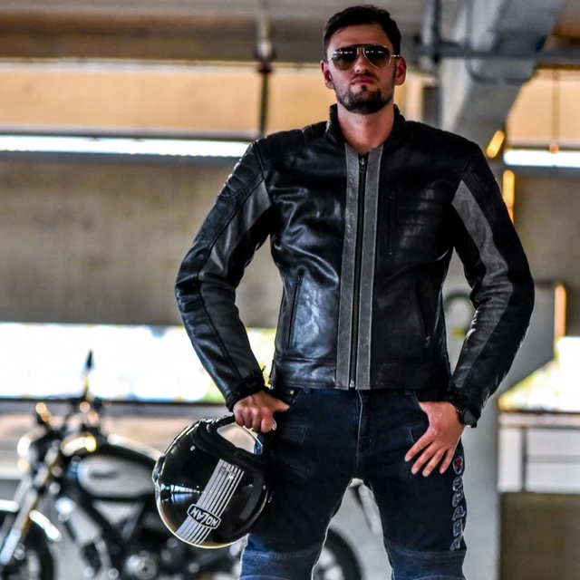 Pánská kožená moto bunda Spark Hector - S