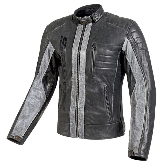 Men’s Leather Motorcycle Jacket Spark Hector - 8XL - Black