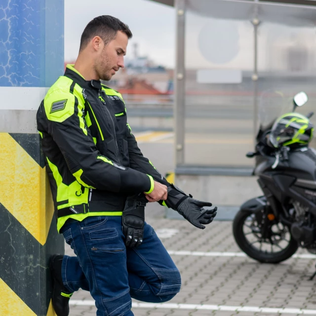 Pánska textilná moto bunda Spark Athmos - čierna-fluo