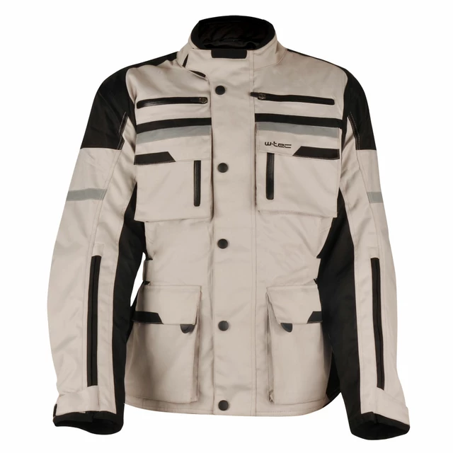 Men's Moto Jacket W-TEC Rolph - Light Grey-Black - Light Grey-Black
