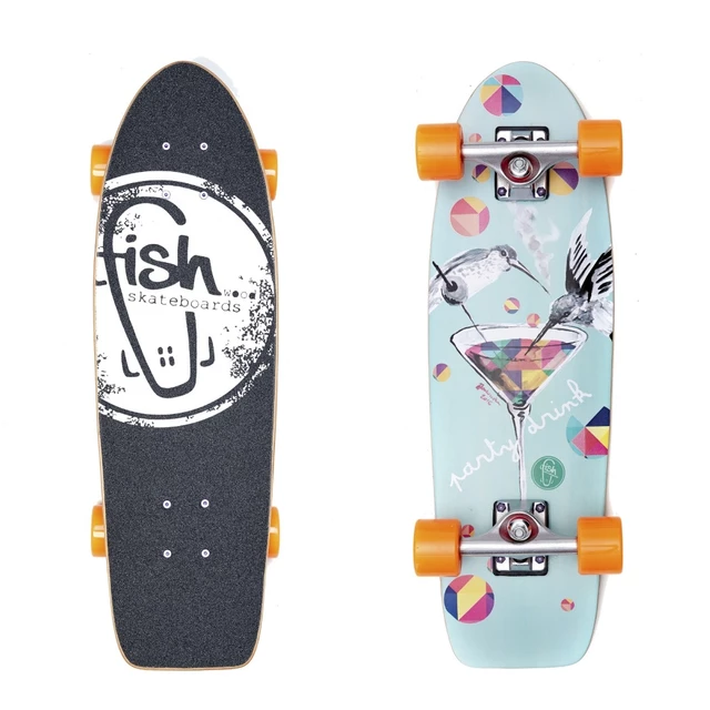 Mini longboard Fish Old School Cruiser Party 26" - 2.jakost - Silver-Orange