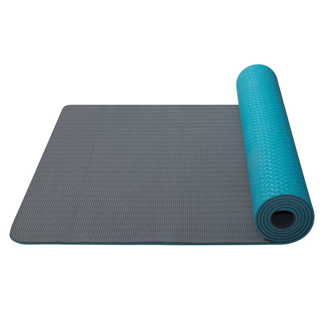 Dvojvrstvová podložka Yate Yoga Mat TPE 173x61x0,6 cm - tyrkysovo-šedá