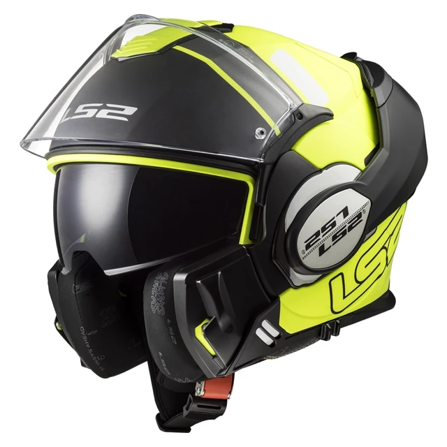 LS2 FF399 Valiant Lumen / H-V Yellow Motorradklapphelm - Line Matt Black H-V Yellow