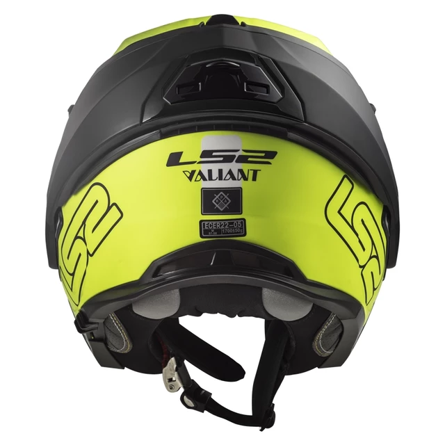 Flip-Up Motorcycle Helmet LS2 FF399 Valiant Lumen / H-V Yellow - Line Matt Black H-V Yellow