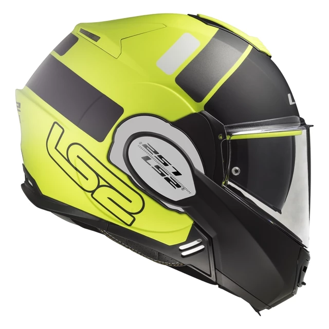 LS2 FF399 Valiant Lumen / H-V Yellow Motorradklapphelm - Line Matt Black H-V Yellow