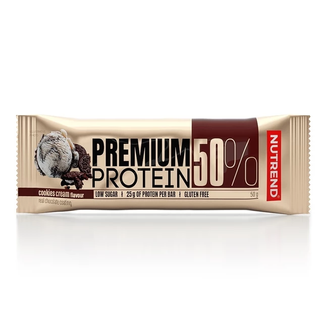 Proteínová tyčinka Nutrend Premium Protein 50% Bar 50g - cookies+cream